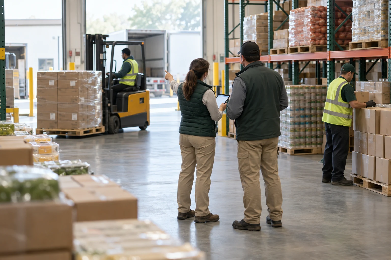 Food business professionals reviewing supply chain solutions requirements
